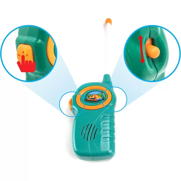 PicassoTiles PTC20 20 Piece Camping Gear Tools Adventure Set Including Walkie Talkie Camping Tent Binoculars Watch Compass ampamp Whistle Stove and Other Camp Tools