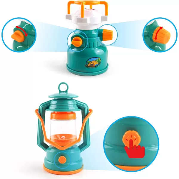 PicassoTiles PTC20 20 Piece Camping Gear Tools Adventure Set Including Walkie Talkie Camping Tent Binoculars Watch Compass ampamp Whistle Stove and Other Camp Tools