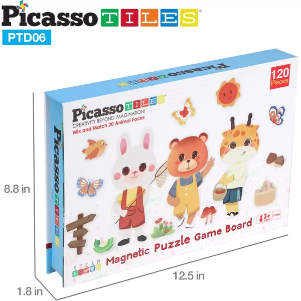 Picassotiles 120pcs Magnetic Animal Sticker Puzzle Book Drawing Board Set for Kids Educational and Learning Activity Books Toys ampamp Activity STEM Learning Toys Early Education Toys Gifts Boys Girls