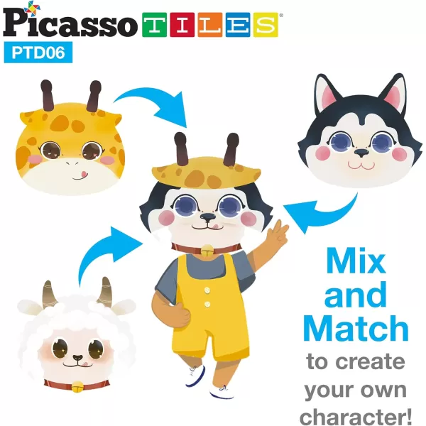 Picassotiles 120pcs Magnetic Animal Sticker Puzzle Book Drawing Board Set for Kids Educational and Learning Activity Books Toys ampamp Activity STEM Learning Toys Early Education Toys Gifts Boys Girls