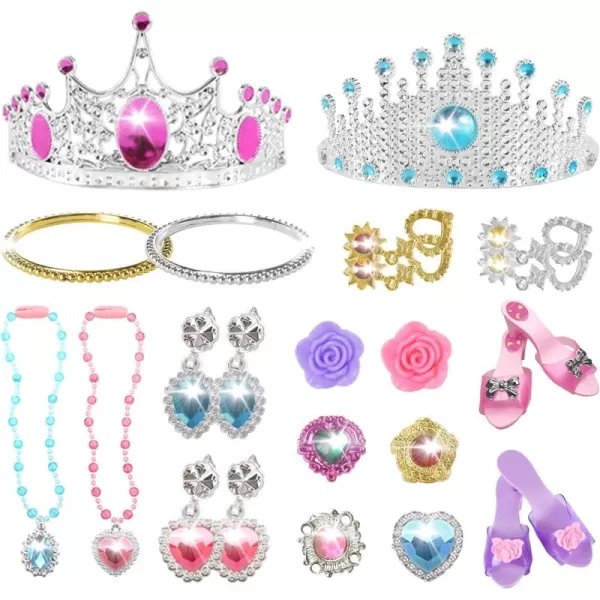 PicassoTiles Kids Fairytale Royal Princess Dress Up Pretend Play Tiara Jewelry Boutique Shoes ampamp Fashion Accessories Toy Collection For Girls Children Ages 5 STEM Creative Imagination Toys