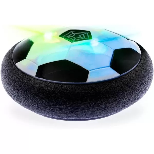 PicassoTiles Soccer Hoverball Air Hockey Electric Power Airlifted Hover Ball Indoor Floating Airflow Hovering LED Light and Soft Bumper Battery Powered Training and Playing Age 3 and up PTH100