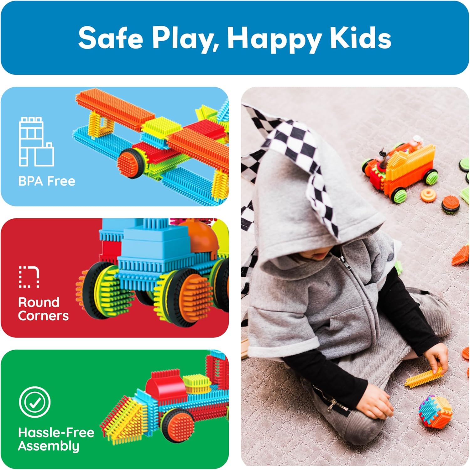 imagePicasso Toys Hedgehog Blocks 4 Family Action Character Figures Toddler Toy Construction Building Tile Block Expansion Pack Educational Addon STEM Learning Smart Game Kit Toys Pretend Playset Age 3120 pcs