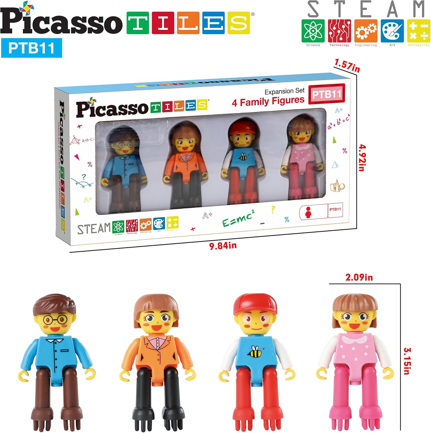 imagePicasso Toys Hedgehog Blocks 4 Family Action Character Figures Toddler Toy Construction Building Tile Block Expansion Pack Educational Addon STEM Learning Smart Game Kit Toys Pretend Playset Age 3Hedgehog 11pc