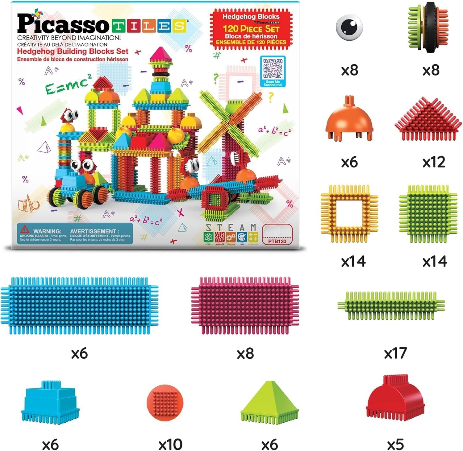 imagePicasso Toys Hedgehog Blocks 4 Family Action Character Figures Toddler Toy Construction Building Tile Block Expansion Pack Educational Addon STEM Learning Smart Game Kit Toys Pretend Playset Age 3120 pcs
