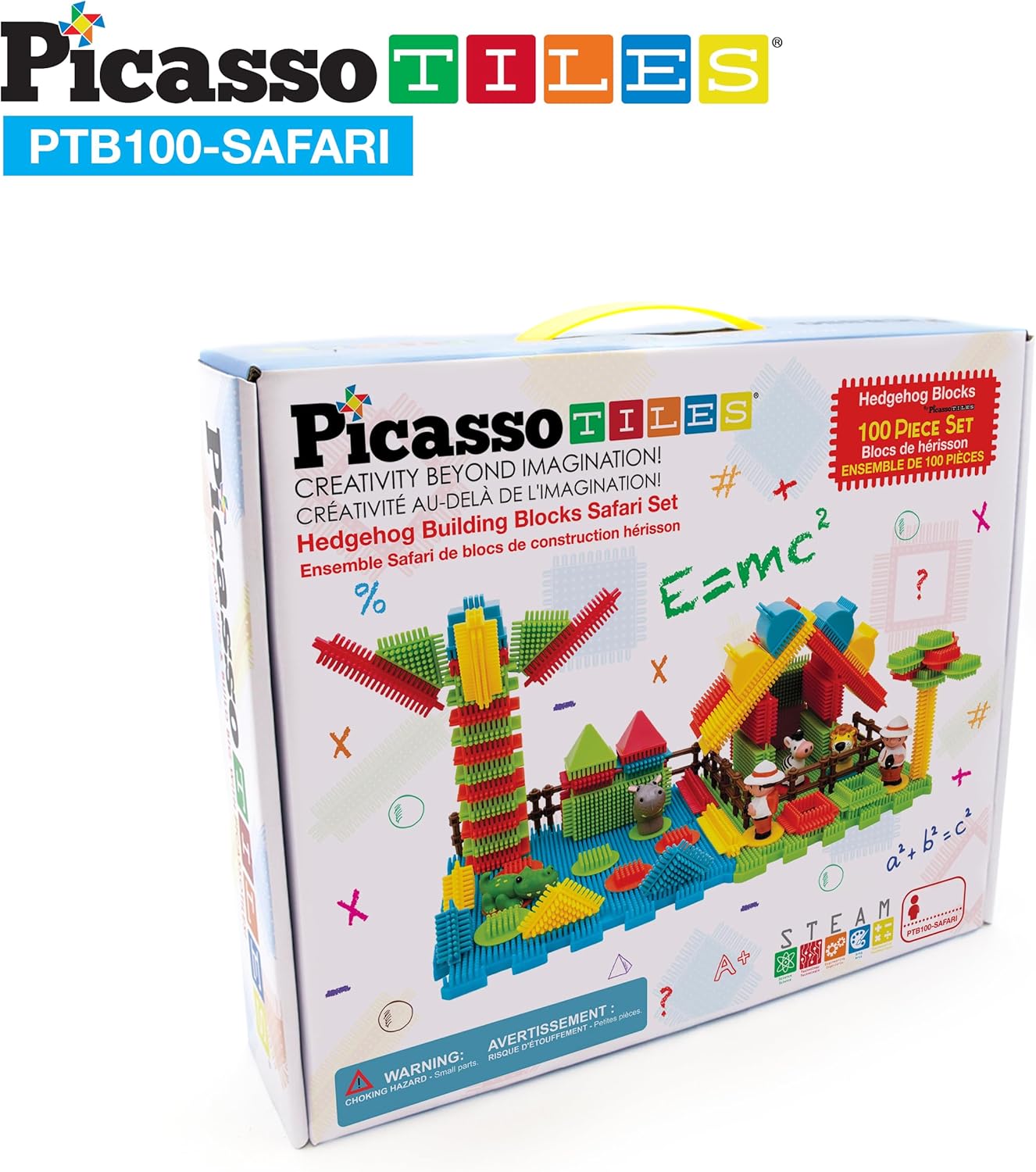 imagePicasso Toys PTB100 100pcs Hedgehog Block 3D Building Blocks Tiles Safari Theme Set Learning Playset STEM Toy Set Educational Kit Child Brain Development Preschool Kindergarten Toy for Age 3 ampamp UpSafari Theme