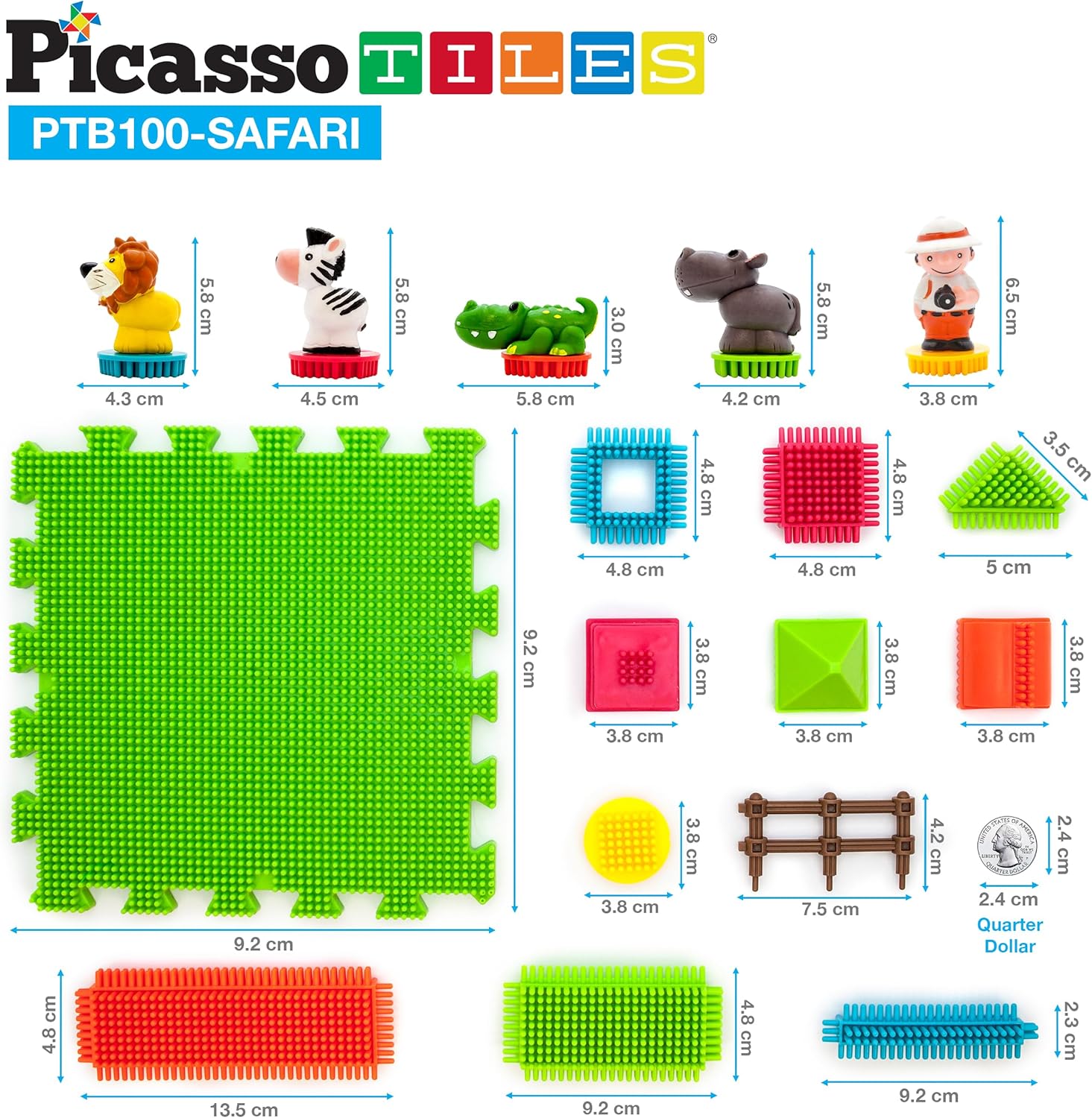 imagePicasso Toys PTB100 100pcs Hedgehog Block 3D Building Blocks Tiles Safari Theme Set Learning Playset STEM Toy Set Educational Kit Child Brain Development Preschool Kindergarten Toy for Age 3 ampamp UpSafari Theme