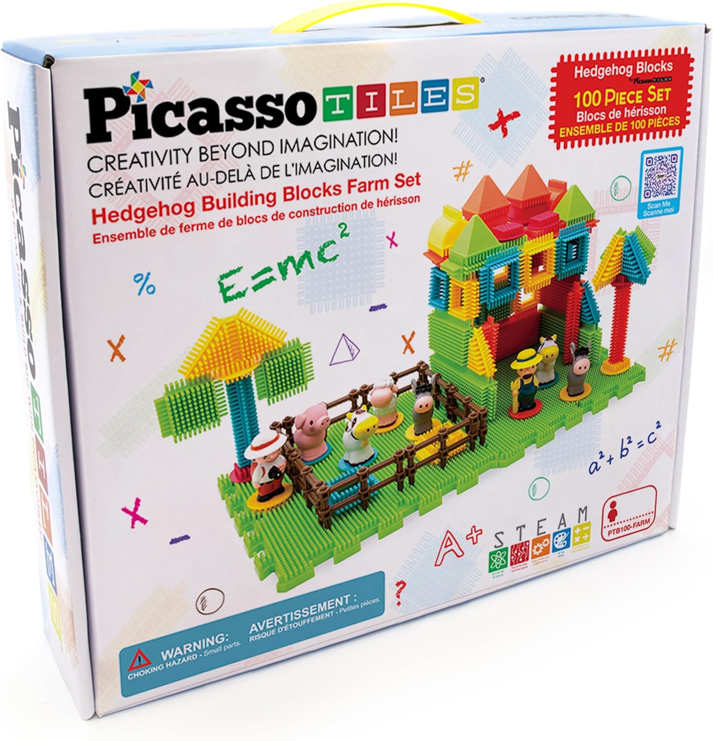 imagePicasso Toys PTB100 100pcs Hedgehog Block 3D Building Blocks Tiles Safari Theme Set Learning Playset STEM Toy Set Educational Kit Child Brain Development Preschool Kindergarten Toy for Age 3 ampamp Up100 pcsFarm