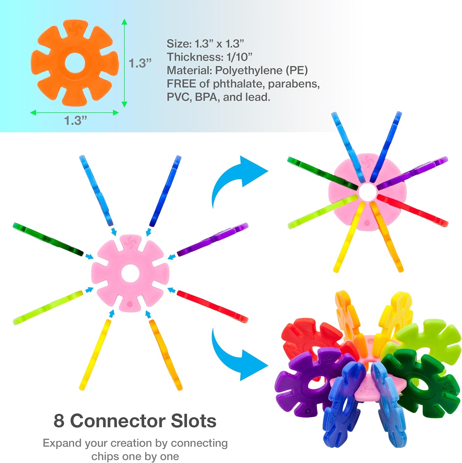 imagePicassoTiles Building Chip Interlocking Disc Construction Blocks in Green Color STEM Learning Early Education Toy Engineering Playset Child Brain Development for Toddlers Girls Boys Kids Age 3 PTF108Orange Color