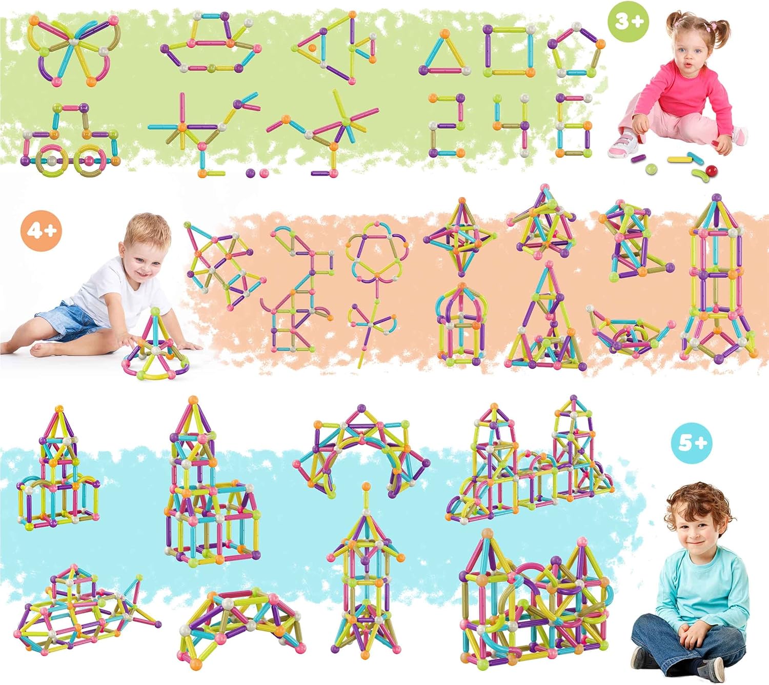 imagePicassoTiles Magnetic Building Stick Block Construction Set with Storage Bin Colorful 3D STEM Toy Blocks Bar Balls ampamp Rods Montessori Educational for All Ages Puzzle Toy for Boys ampamp Girls PTX50PTX50