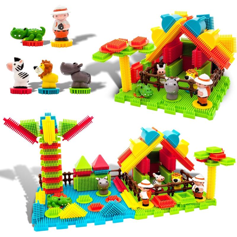 imagePicasso Toys PTB100 100pcs Hedgehog Block 3D Building Blocks Tiles Safari Theme Set Learning Playset STEM Toy Set Educational Kit Child Brain Development Preschool Kindergarten Toy for Age 3 ampamp UpSafari Theme