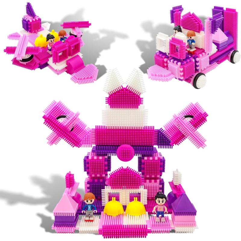 imagePicasso Toys PTB106 106pcs Hedgehog Block Building Blocks Tiles Pink Castle Theme Set wHuman Figures Learning Playset STEM Toy Set Educational Kit Child Brain Development Preschool Kindergarten Toy