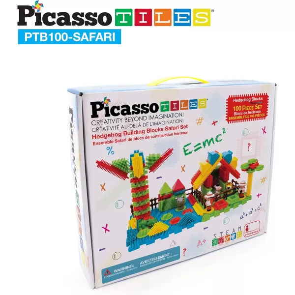 imagePicasso Toys PTB100 100pcs Hedgehog Block 3D Building Blocks Tiles Safari Theme Set Learning Playset STEM Toy Set Educational Kit Child Brain Development Preschool Kindergarten Toy for Age 3 ampamp UpSafari Theme