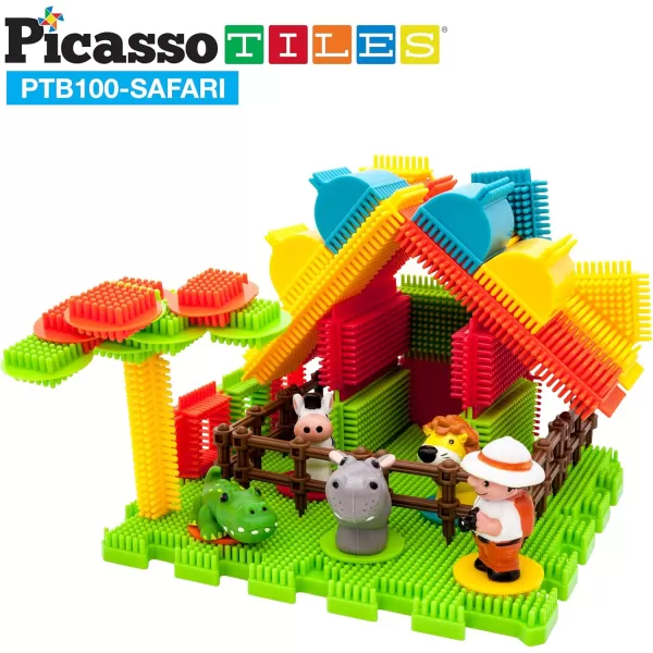 imagePicasso Toys PTB100 100pcs Hedgehog Block 3D Building Blocks Tiles Safari Theme Set Learning Playset STEM Toy Set Educational Kit Child Brain Development Preschool Kindergarten Toy for Age 3 ampamp UpSafari Theme