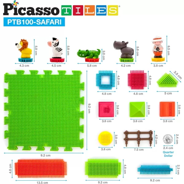 imagePicasso Toys PTB100 100pcs Hedgehog Block 3D Building Blocks Tiles Safari Theme Set Learning Playset STEM Toy Set Educational Kit Child Brain Development Preschool Kindergarten Toy for Age 3 ampamp UpSafari Theme