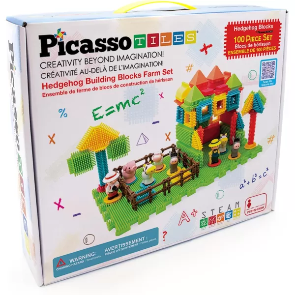 imagePicasso Toys PTB100 100pcs Hedgehog Block 3D Building Blocks Tiles Safari Theme Set Learning Playset STEM Toy Set Educational Kit Child Brain Development Preschool Kindergarten Toy for Age 3 ampamp Up100 pcsFarm