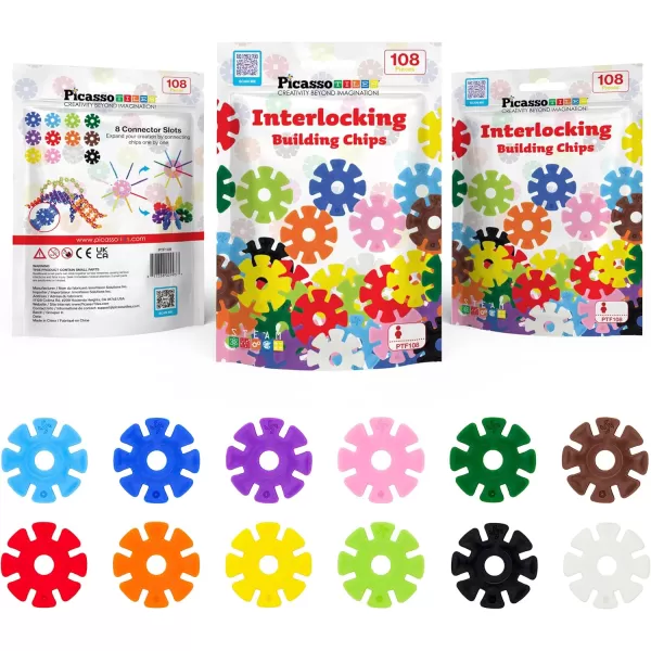 imagePicassoTiles Building Chip Interlocking Disc Construction Blocks in Green Color STEM Learning Early Education Toy Engineering Playset Child Brain Development for Toddlers Girls Boys Kids Age 3 PTF10812 Colors