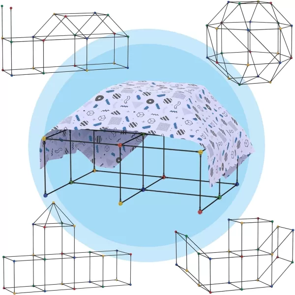 imagePicassoTiles Kids Fort Building Kit Playset 100 Piece Indoor and Outdoor Toy Set Fort Construction Builders Blocks Toys for Kids Boys Girls STEM Learning Castle System Tunnel Tent Rocket Pretend Play