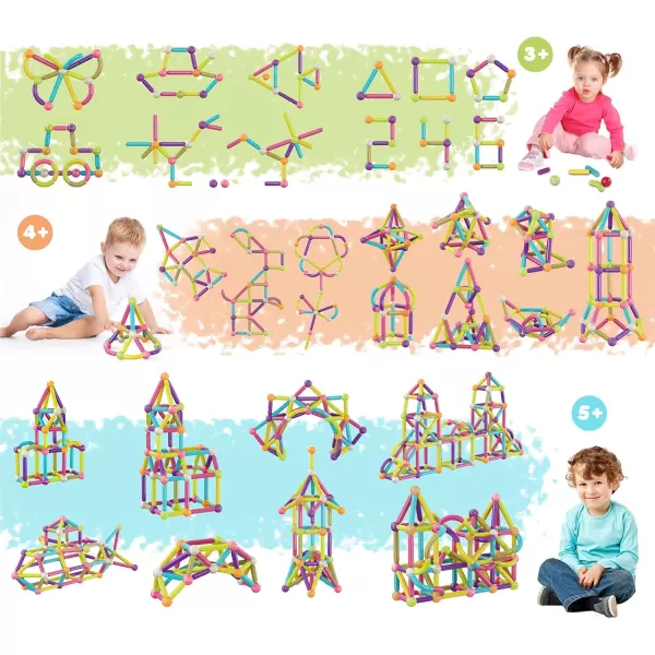 imagePicassoTiles Magnetic Building Stick Block Construction Set with Storage Bin Colorful 3D STEM Toy Blocks Bar Balls ampamp Rods Montessori Educational for All Ages Puzzle Toy for Boys ampamp Girls PTX50PTX100