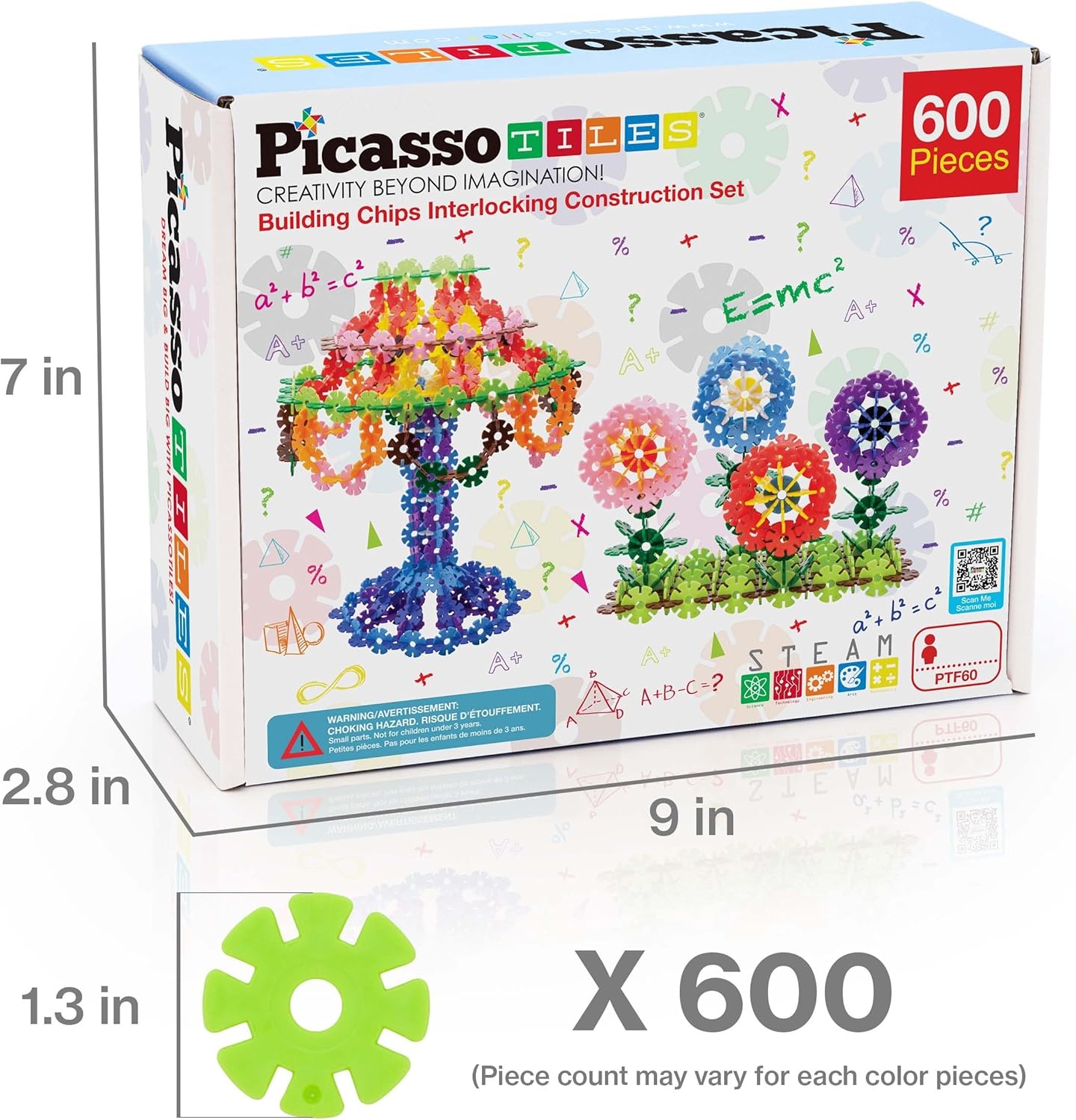 imagePicassoTiles 550 Piece Building Chips Interlocking Construction Toys Creative Disc Block Toy Kit 3D Stacking Puzzle STEM Learning Early Education for Preschool Montessori Kids Boys Girls Age 3 PTF55PTF60