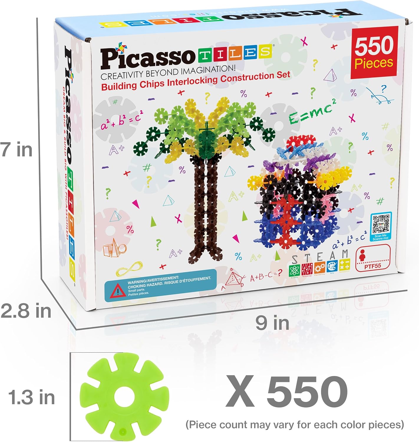 imagePicassoTiles 550 Piece Building Chips Interlocking Construction Toys Creative Disc Block Toy Kit 3D Stacking Puzzle STEM Learning Early Education for Preschool Montessori Kids Boys Girls Age 3 PTF55PTF55