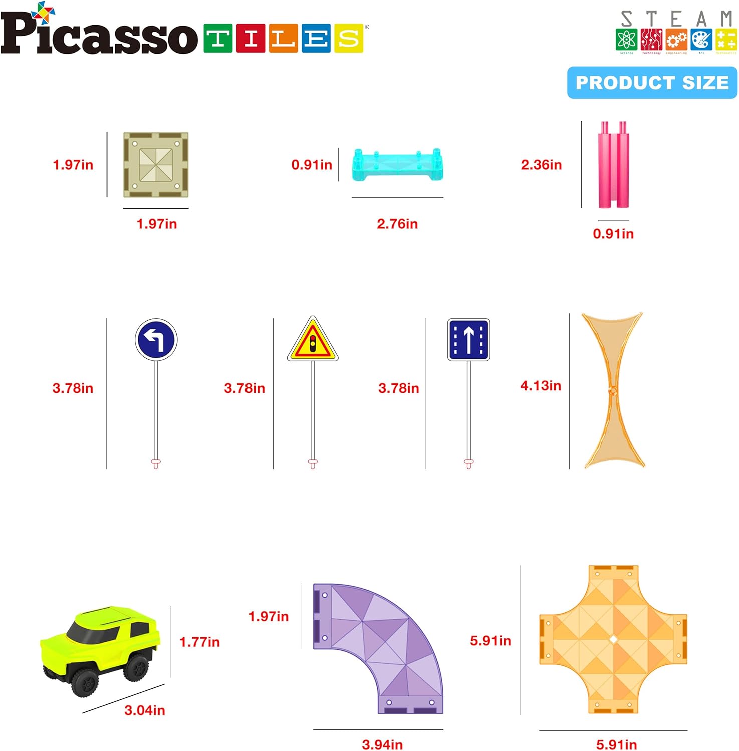 imagePicassoTiles 60pc Race Car Track Magnetic Tiles Travel Toy Sensory Magnet Tile Toys for Toddlers STEM Educational Learning Preschool Play Construction Stacking Blocks Kids Boys Girls Ages 3 PTMR6040pc Race Car Track Magnetic Tiles