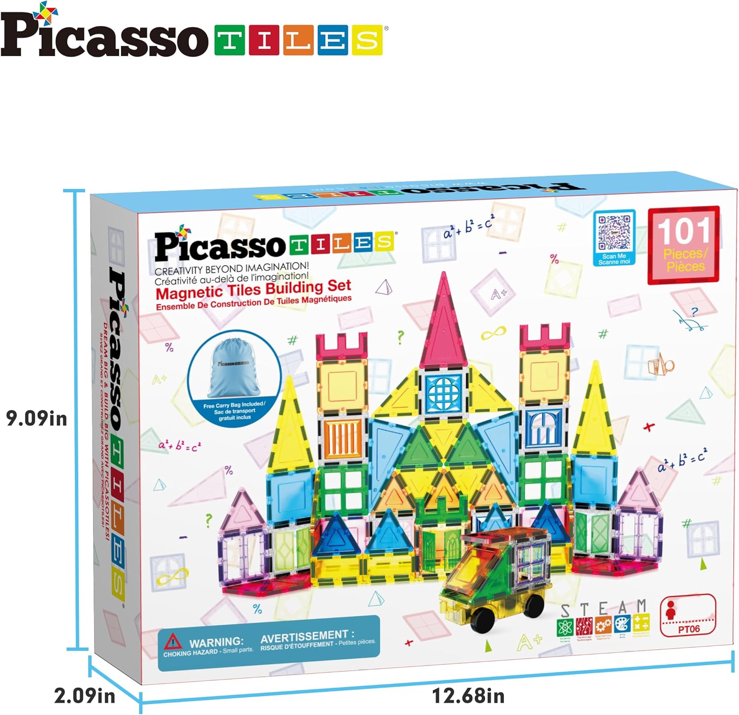 imagePicassoTiles Large Stabilizer Building Block Base Jumbo XL Plate Foundation Kit Magnetic Building Blocks Magnet Tiles Stacking STEM Toy Set101pc with Carry Case