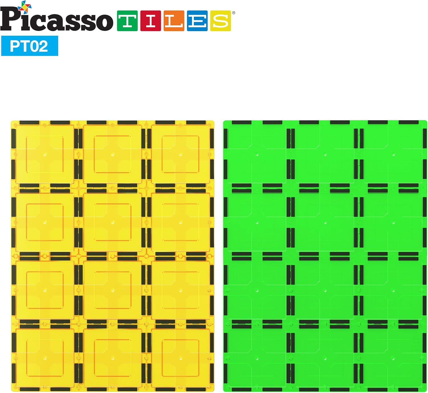 imagePicassoTiles Large Stabilizer Building Block Base Jumbo XL Plate Foundation Kit Magnetic Building Blocks Magnet Tiles Stacking STEM Toy Set2 pcs XL Plate