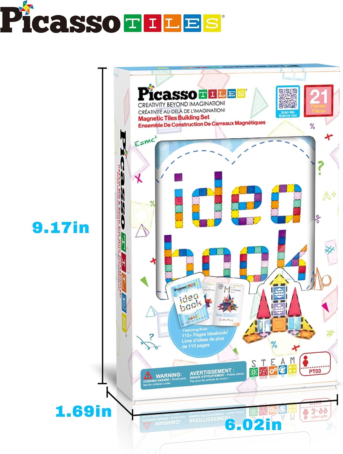 imagePicassoTiles Large Stabilizer Building Block Base Jumbo XL Plate Foundation Kit Magnetic Building Blocks Magnet Tiles Stacking STEM Toy Set21 pcswith IdeaBook