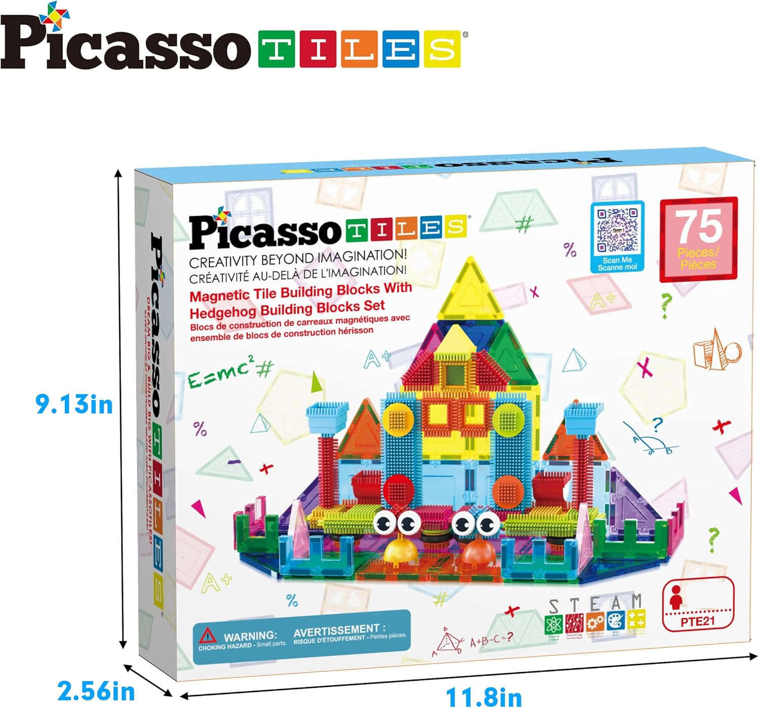 imagePicassoTiles Large Stabilizer Building Block Base Jumbo XL Plate Foundation Kit Magnetic Building Blocks Magnet Tiles Stacking STEM Toy Set75 pcs 2in1