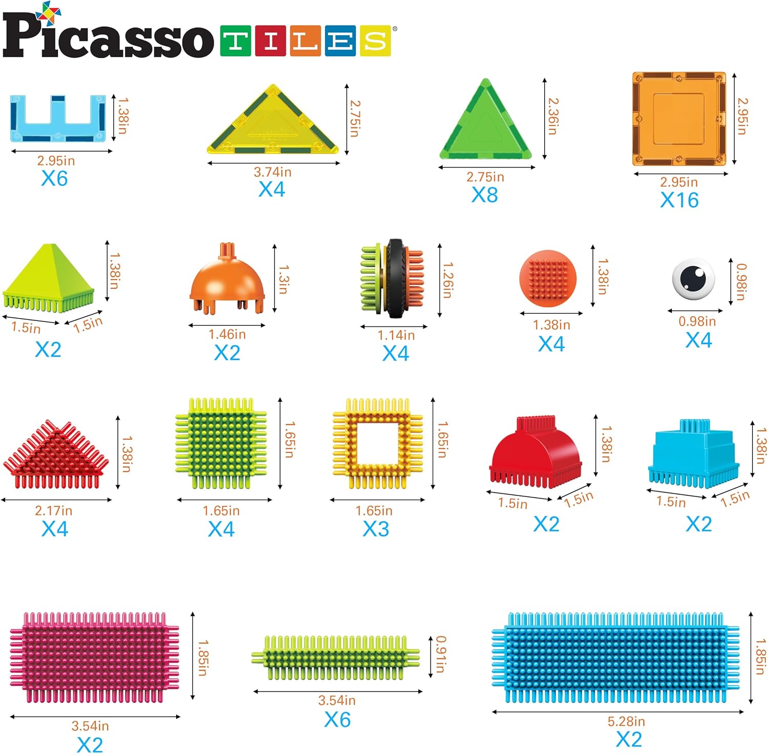 imagePicassoTiles Large Stabilizer Building Block Base Jumbo XL Plate Foundation Kit Magnetic Building Blocks Magnet Tiles Stacking STEM Toy Set75 pcs 2in1