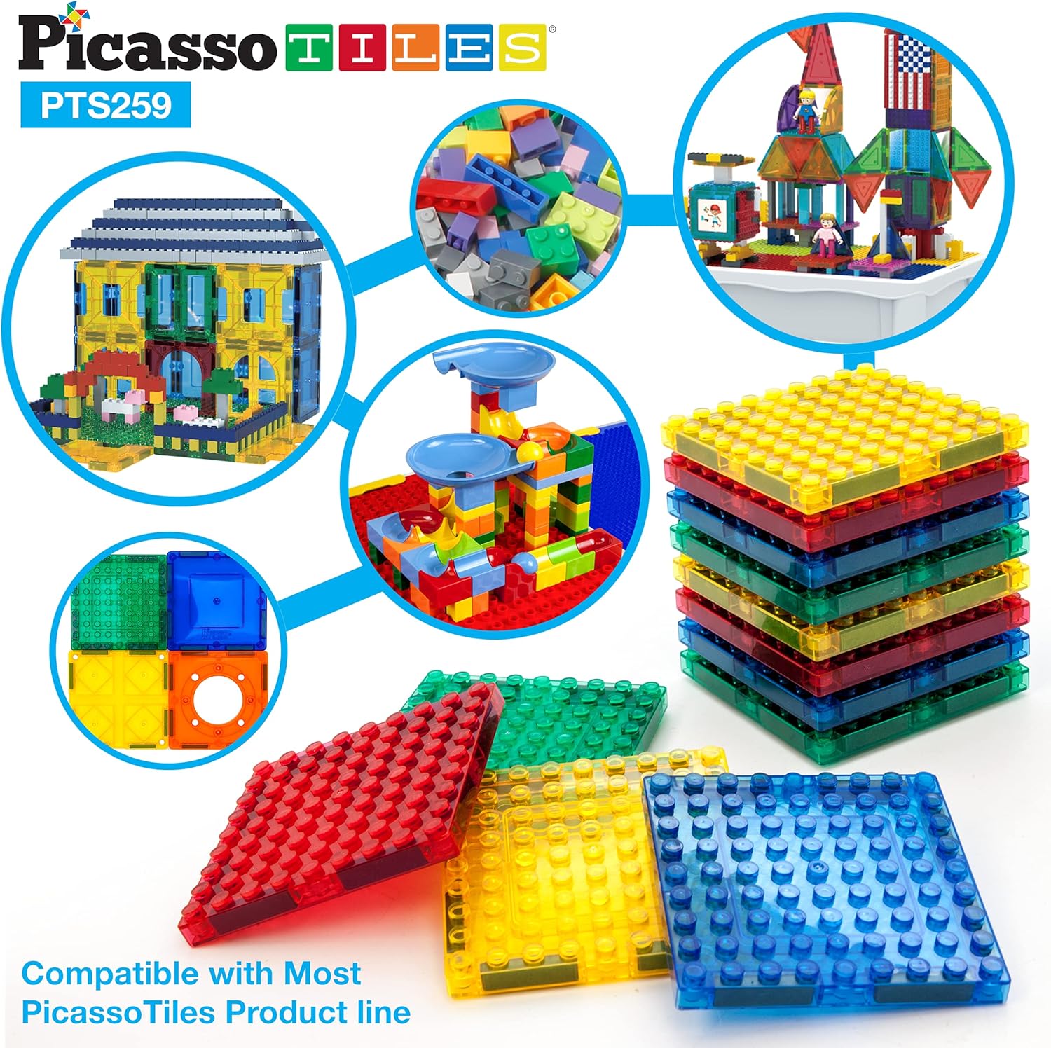 imagePicassoTiles Magnet Tile Building Brick Blocks Military Combat Force Theme Magnetic Tiles Construction Block Playset 4 Character Action Figures with Weapons Interlocking Bricks STEM Toy Ages 3 PTL18259pc
