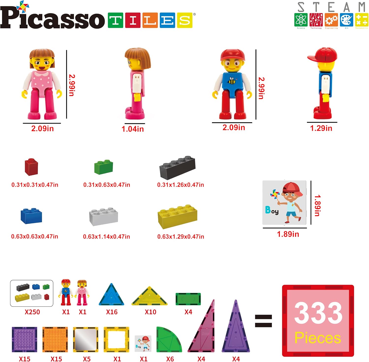 imagePicassoTiles Magnet Tile Building Brick Blocks Military Combat Force Theme Magnetic Tiles Construction Block Playset 4 Character Action Figures with Weapons Interlocking Bricks STEM Toy Ages 3 PTL18333pc