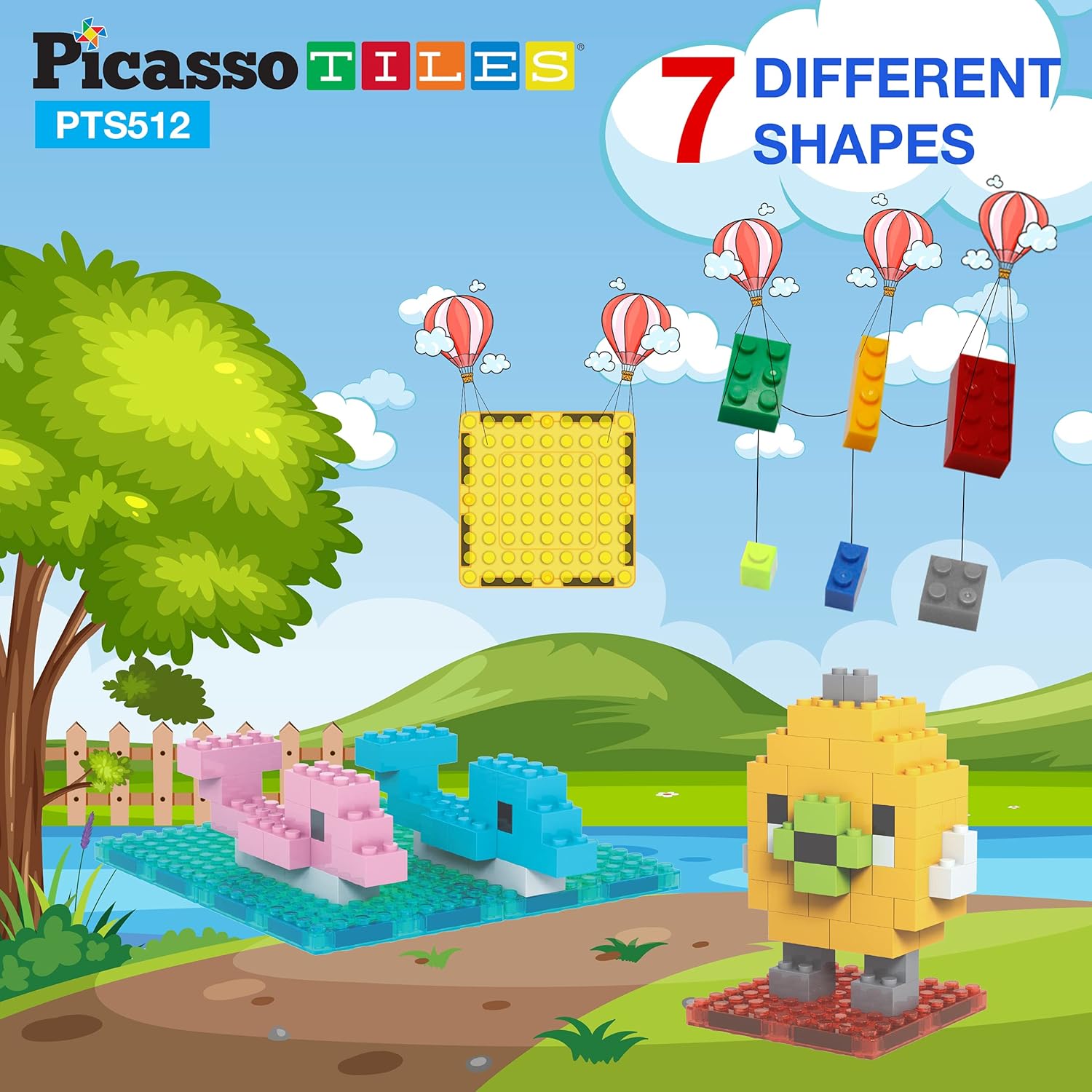 imagePicassoTiles Magnet Tile Building Brick Blocks Military Combat Force Theme Magnetic Tiles Construction Block Playset 4 Character Action Figures with Weapons Interlocking Bricks STEM Toy Ages 3 PTL18512pc