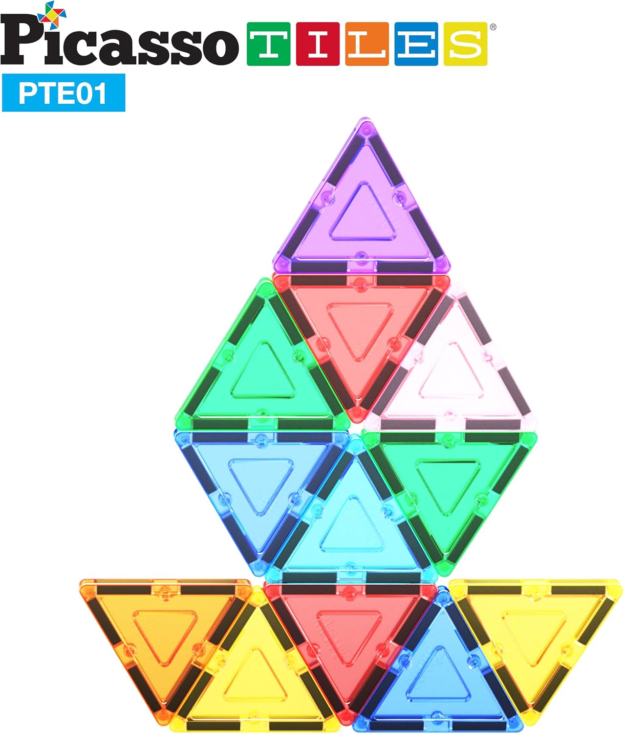 imagePicassoTiles Magnetic Building Block Set Equilateral Triangle Magnet Tiles Construction Toy STEM Learning Kit Educational Playboards Pretend Play Stacking Blocks Child Brain Development PTE0112Pc E Triangle