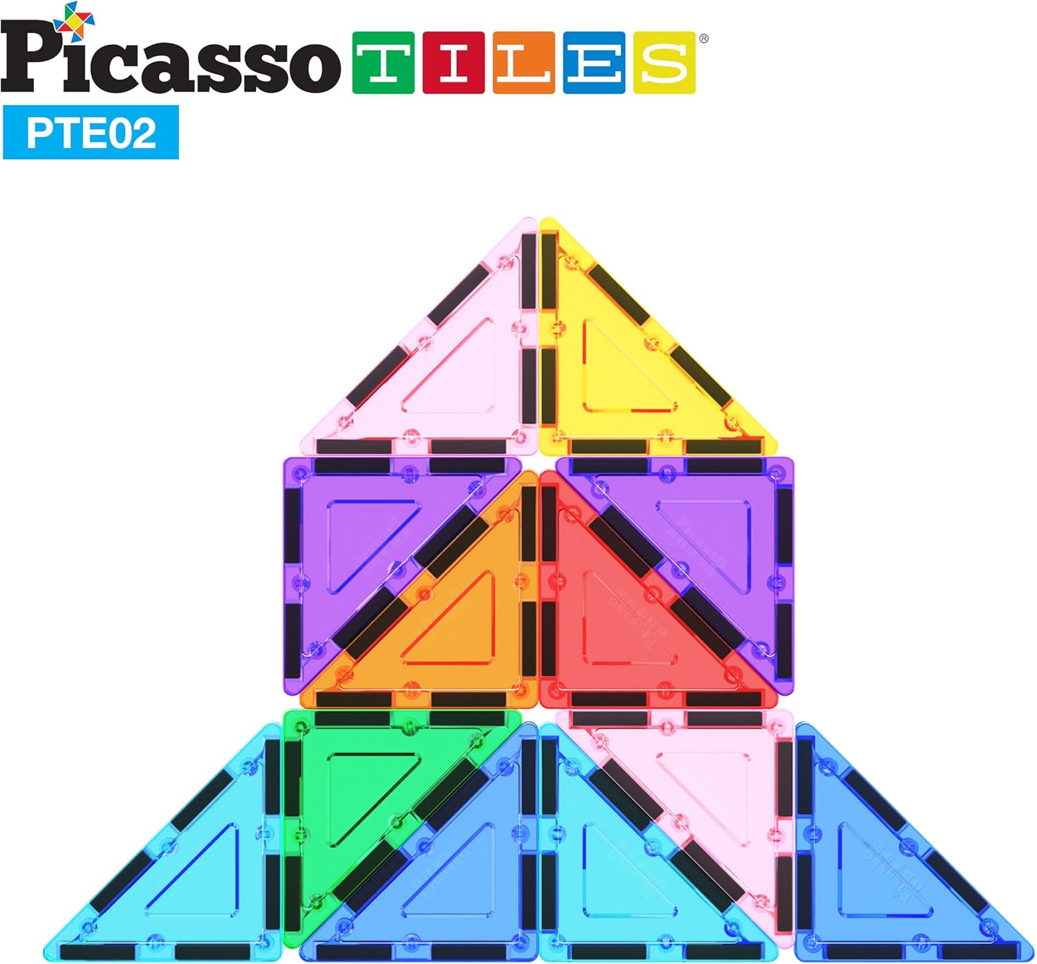 imagePicassoTiles Magnetic Building Block Set Equilateral Triangle Magnet Tiles Construction Toy STEM Learning Kit Educational Playboards Pretend Play Stacking Blocks Child Brain Development PTE0112Pc R Triangle