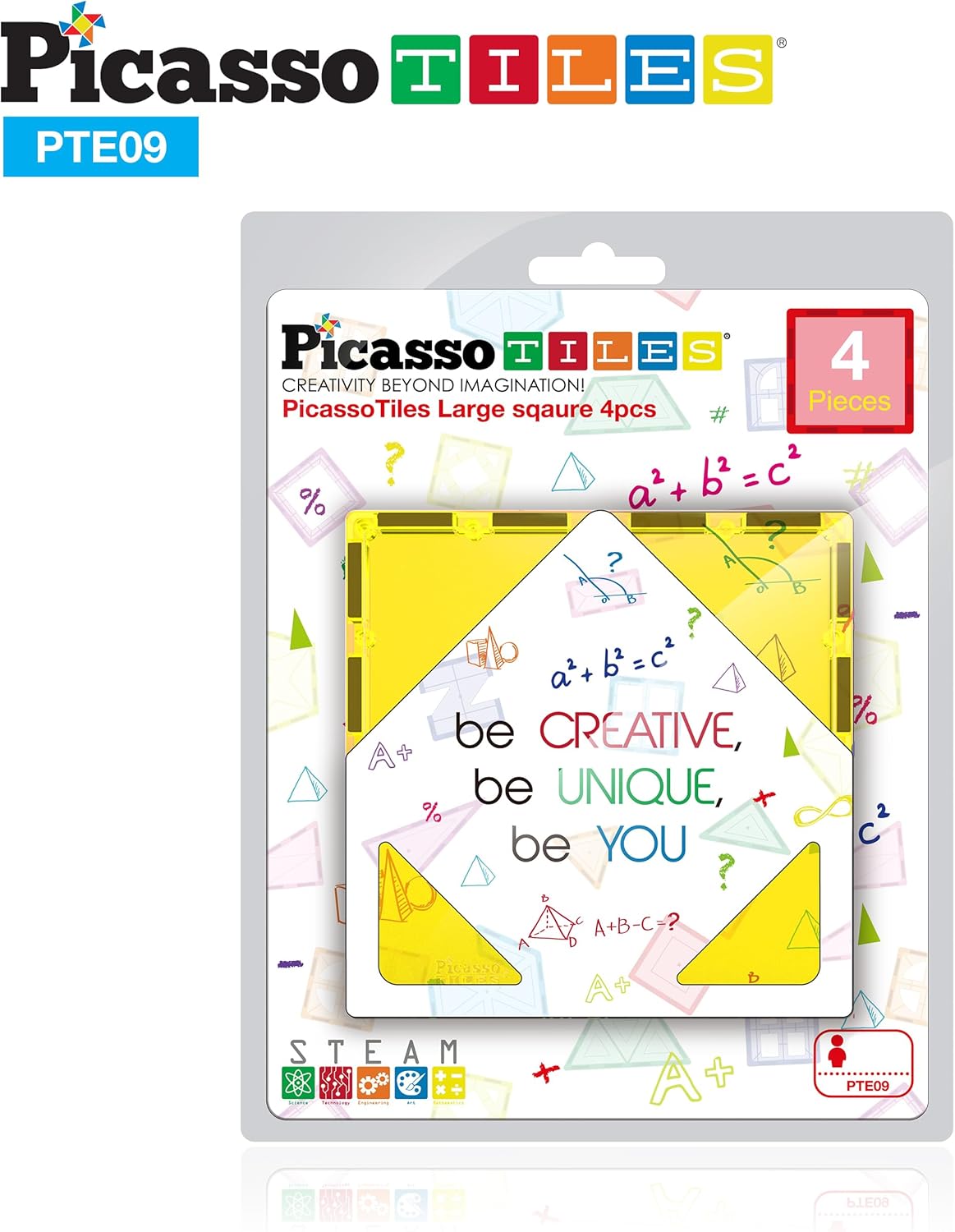 imagePicassoTiles Magnetic Building Block Set Equilateral Triangle Magnet Tiles Construction Toy STEM Learning Kit Educational Playboards Pretend Play Stacking Blocks Child Brain Development PTE014Pc Large Square