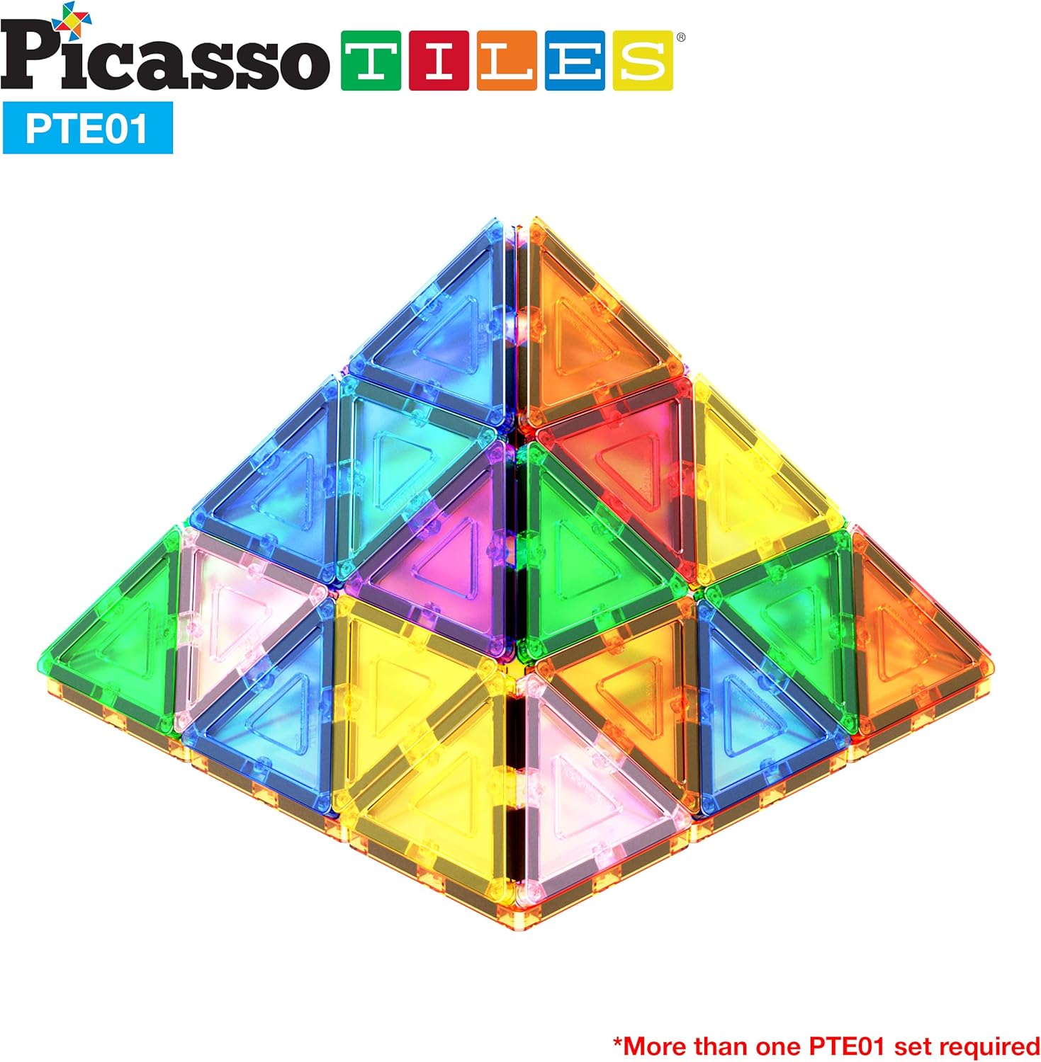 imagePicassoTiles Magnetic Building Block Set Equilateral Triangle Magnet Tiles Construction Toy STEM Learning Kit Educational Playboards Pretend Play Stacking Blocks Child Brain Development PTE0112Pc E Triangle