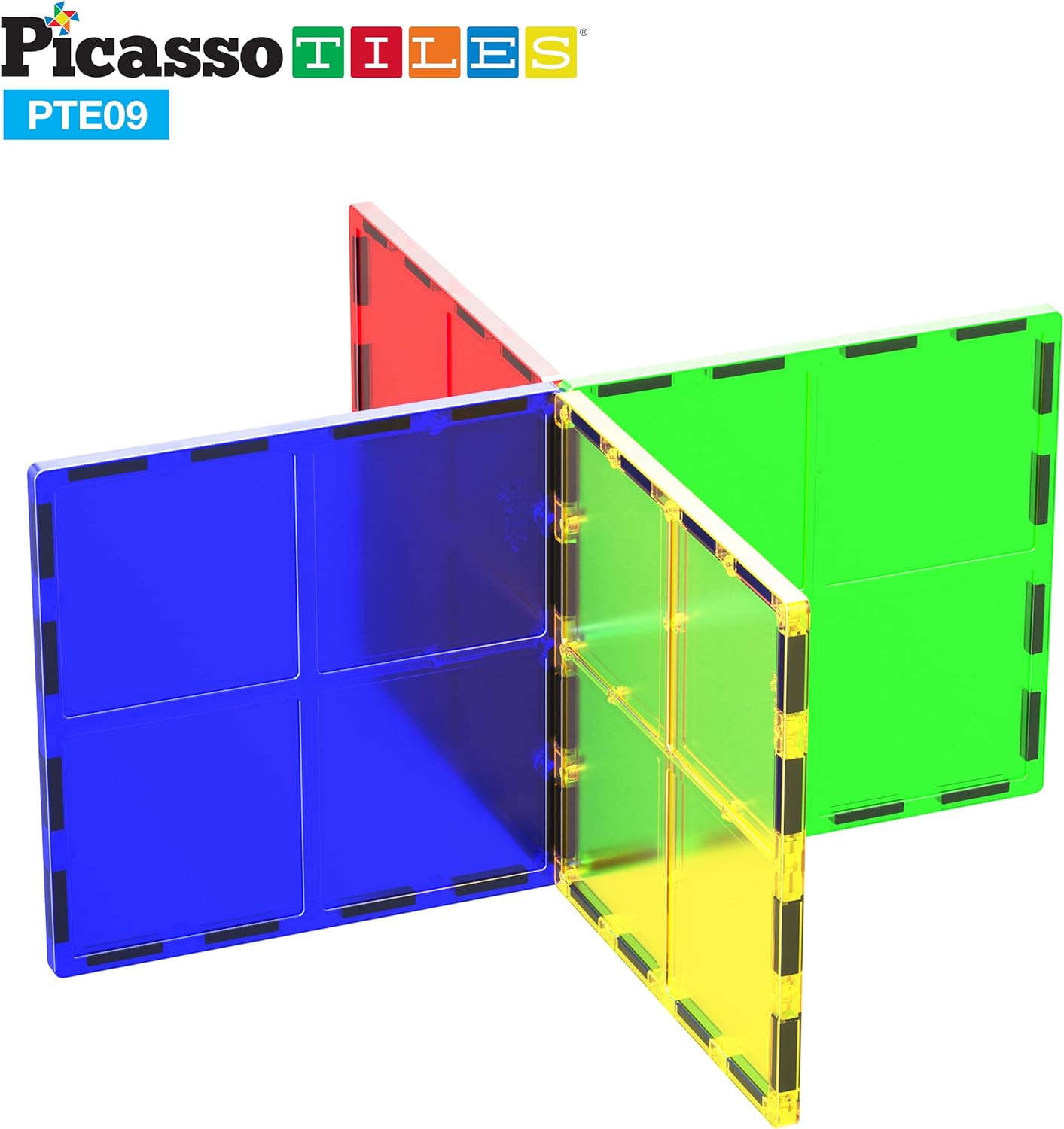 imagePicassoTiles Magnetic Building Block Set Equilateral Triangle Magnet Tiles Construction Toy STEM Learning Kit Educational Playboards Pretend Play Stacking Blocks Child Brain Development PTE014Pc Large Square