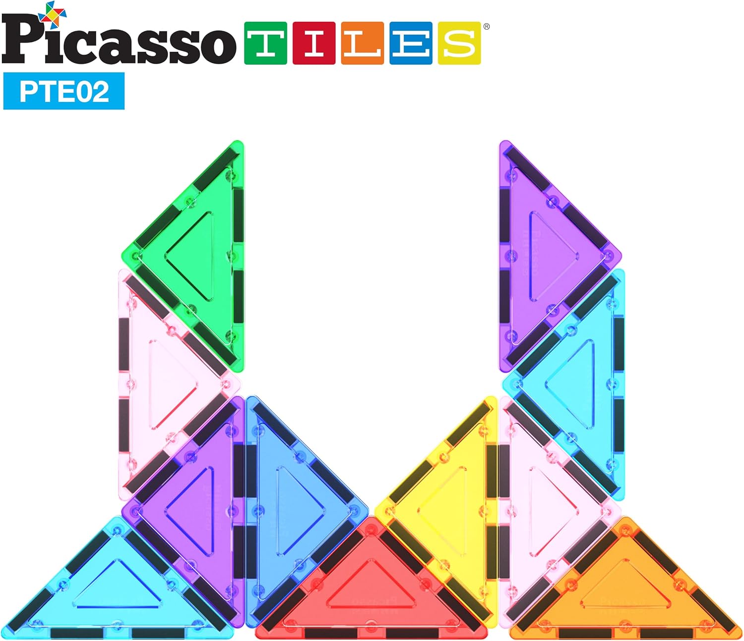 imagePicassoTiles Magnetic Building Block Set Equilateral Triangle Magnet Tiles Construction Toy STEM Learning Kit Educational Playboards Pretend Play Stacking Blocks Child Brain Development PTE0112Pc R Triangle