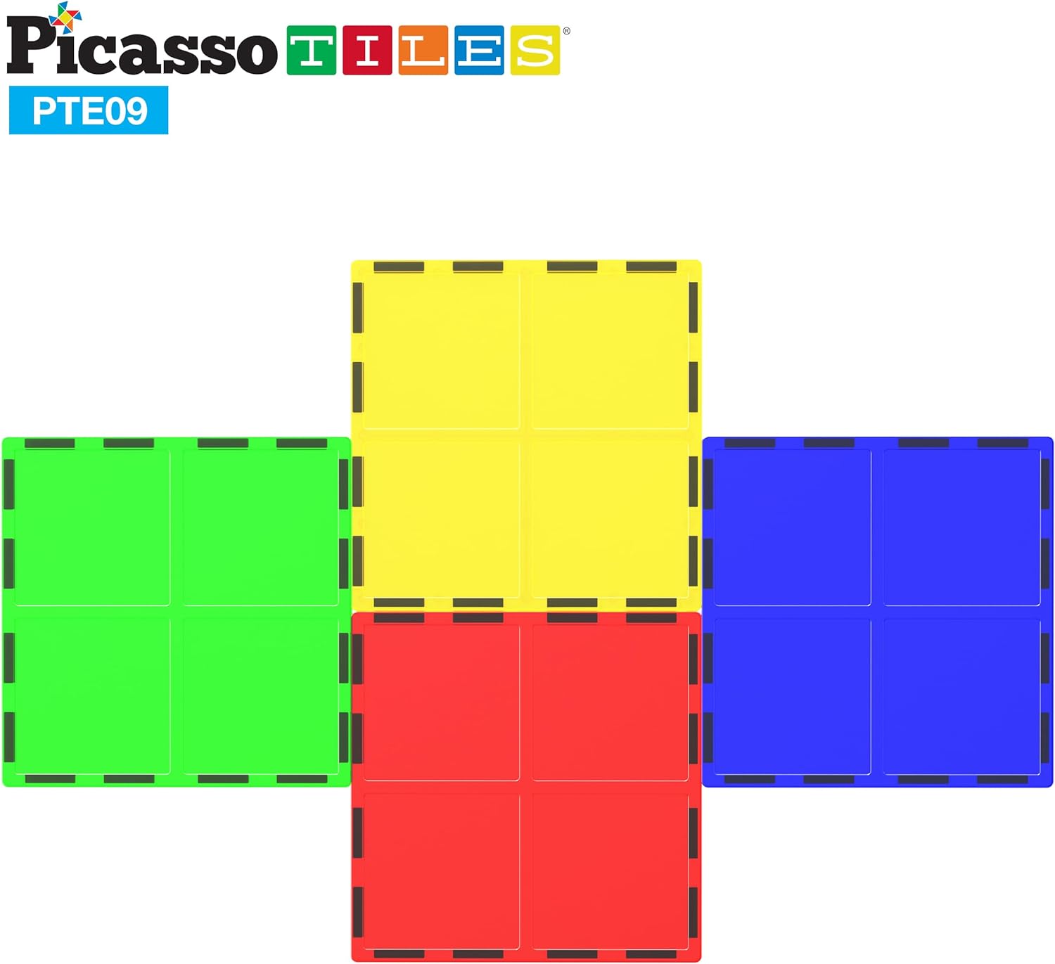 imagePicassoTiles Magnetic Building Block Set Equilateral Triangle Magnet Tiles Construction Toy STEM Learning Kit Educational Playboards Pretend Play Stacking Blocks Child Brain Development PTE014Pc Large Square