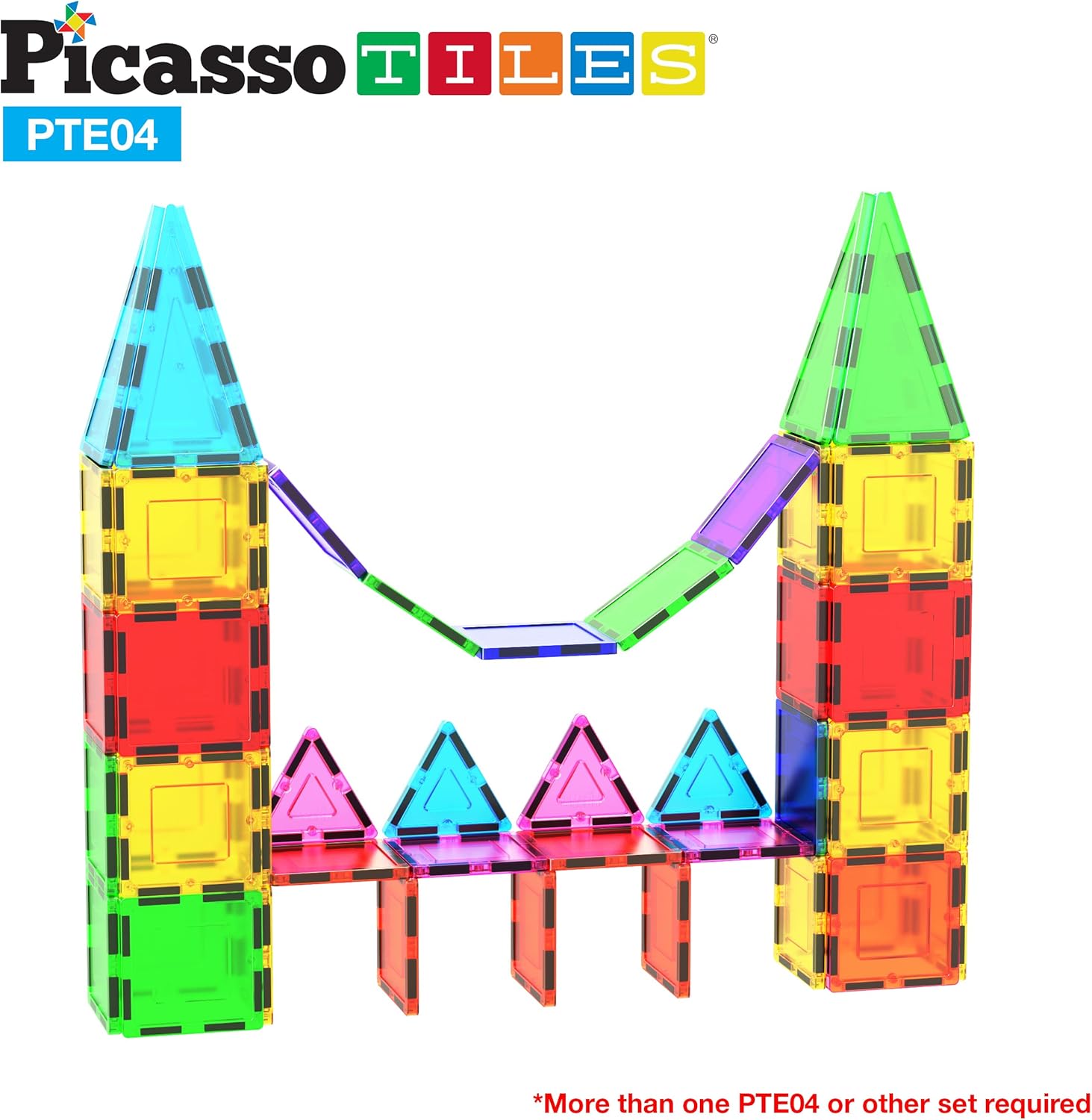 imagePicassoTiles Magnetic Building Block Set Equilateral Triangle Magnet Tiles Construction Toy STEM Learning Kit Educational Playboards Pretend Play Stacking Blocks Child Brain Development PTE0112Pc Square