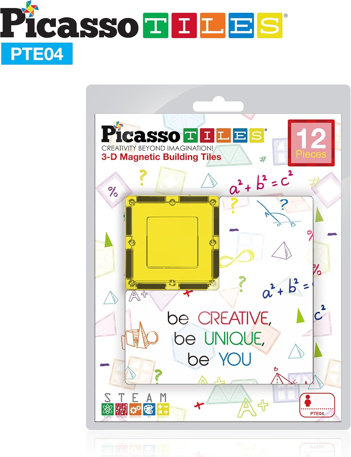 imagePicassoTiles Magnetic Building Block Set Equilateral Triangle Magnet Tiles Construction Toy STEM Learning Kit Educational Playboards Pretend Play Stacking Blocks Child Brain Development PTE0112Pc Square