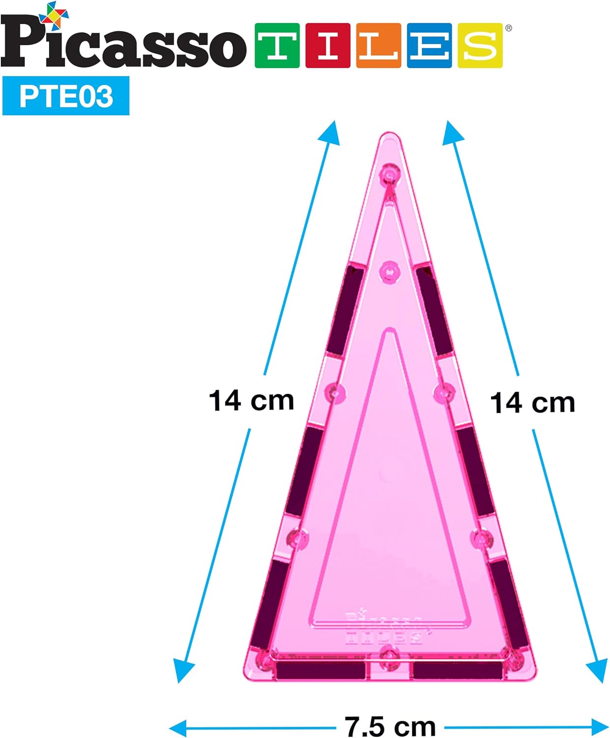 imagePicassoTiles Magnetic Building Block Set Equilateral Triangle Magnet Tiles Construction Toy STEM Learning Kit Educational Playboards Pretend Play Stacking Blocks Child Brain Development PTE0112Pc I Triangle