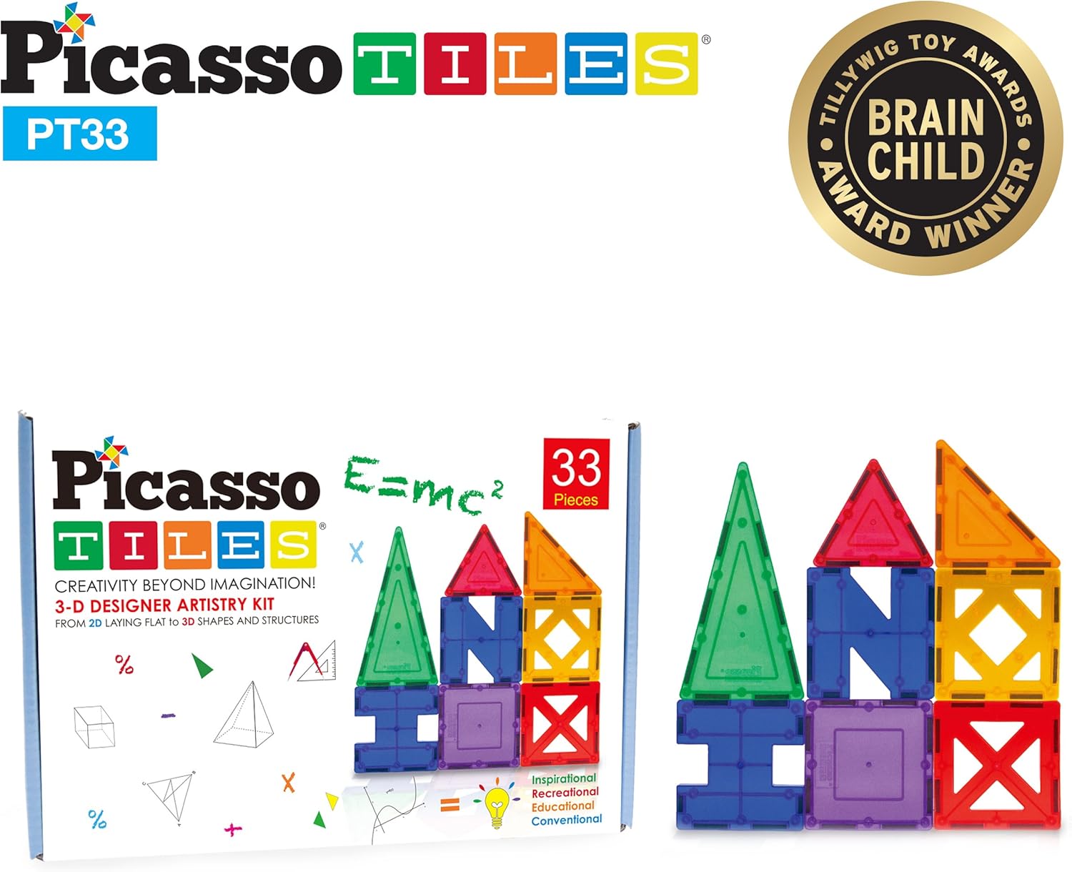 imagePicassoTiles Master Builder Magnetic Early Educational Toy Building Block Kit with 3 in 1 Playboard for KidBaby Ages 3 and Up STEM Construction with School Bus Hospital Police Station 300 PiecePT33