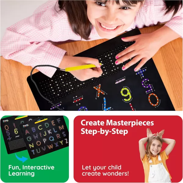 imagePicassoTiles 2in1 Magnetic Drawing Board Toy 12x10 inch Large Magnet Bead Tablet Pad with 2 Facings Alphabets STEM Educational Erasable ampamp Reusable Learning Writing Playboard in Black PTB03AlphabetMath