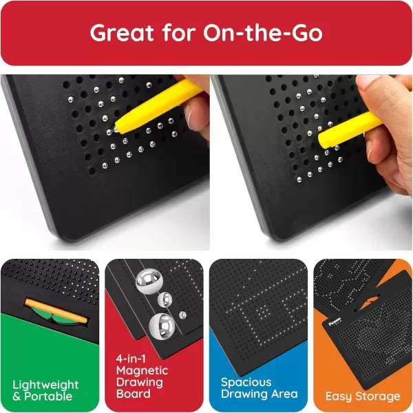 imagePicassoTiles 2in1 Magnetic Drawing Board Toy 12x10 inch Large Magnet Bead Tablet Pad with 2 Facings Alphabets STEM Educational Erasable ampamp Reusable Learning Writing Playboard in Black PTB032pk 4in1