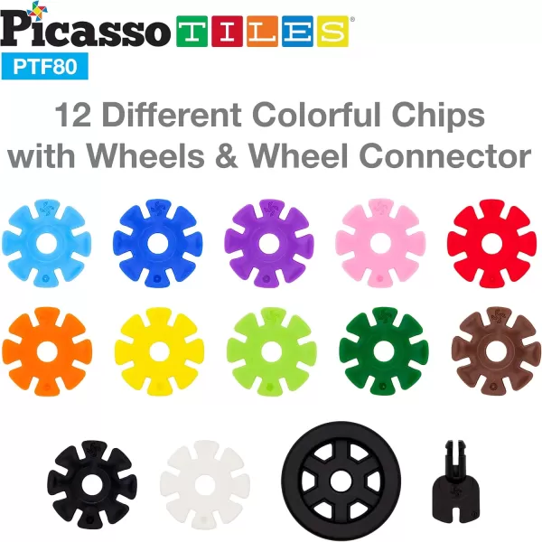 imagePicassoTiles 550 Piece Building Chips Interlocking Construction Toys Creative Disc Block Toy Kit 3D Stacking Puzzle STEM Learning Early Education for Preschool Montessori Kids Boys Girls Age 3 PTF55PTF80