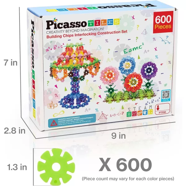 imagePicassoTiles 550 Piece Building Chips Interlocking Construction Toys Creative Disc Block Toy Kit 3D Stacking Puzzle STEM Learning Early Education for Preschool Montessori Kids Boys Girls Age 3 PTF55PTF60
