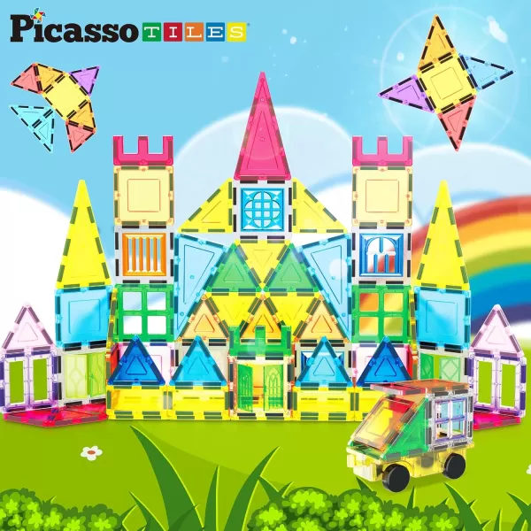 imagePicassoTiles Large Stabilizer Building Block Base Jumbo XL Plate Foundation Kit Magnetic Building Blocks Magnet Tiles Stacking STEM Toy Set101pc with Carry Case